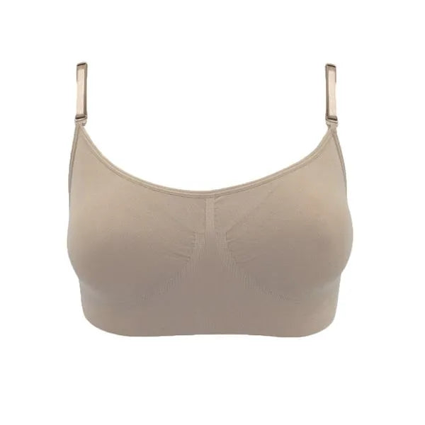 Silky Seamless Clear Back Bra Top with Removable Padding